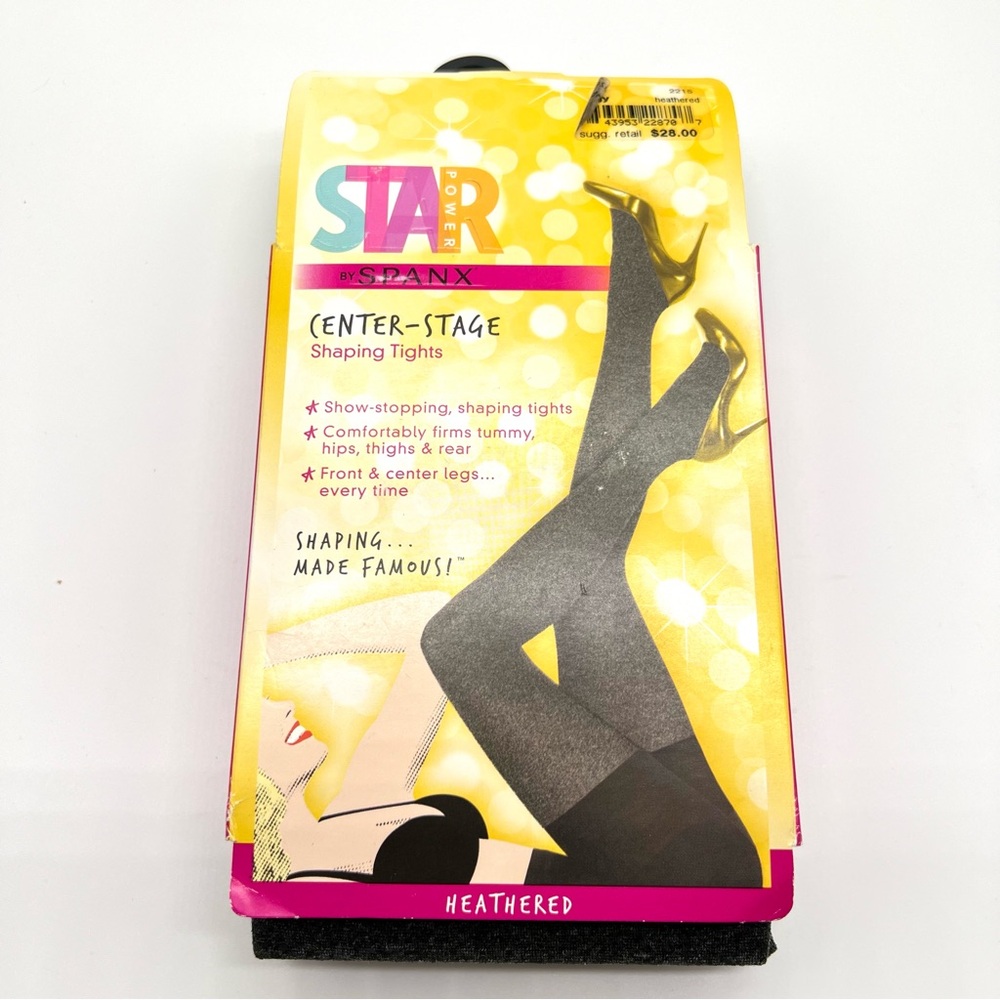 Star Power by SPANX Size A Center-Stage Heathered Gray Grey Shaping Tights NEW